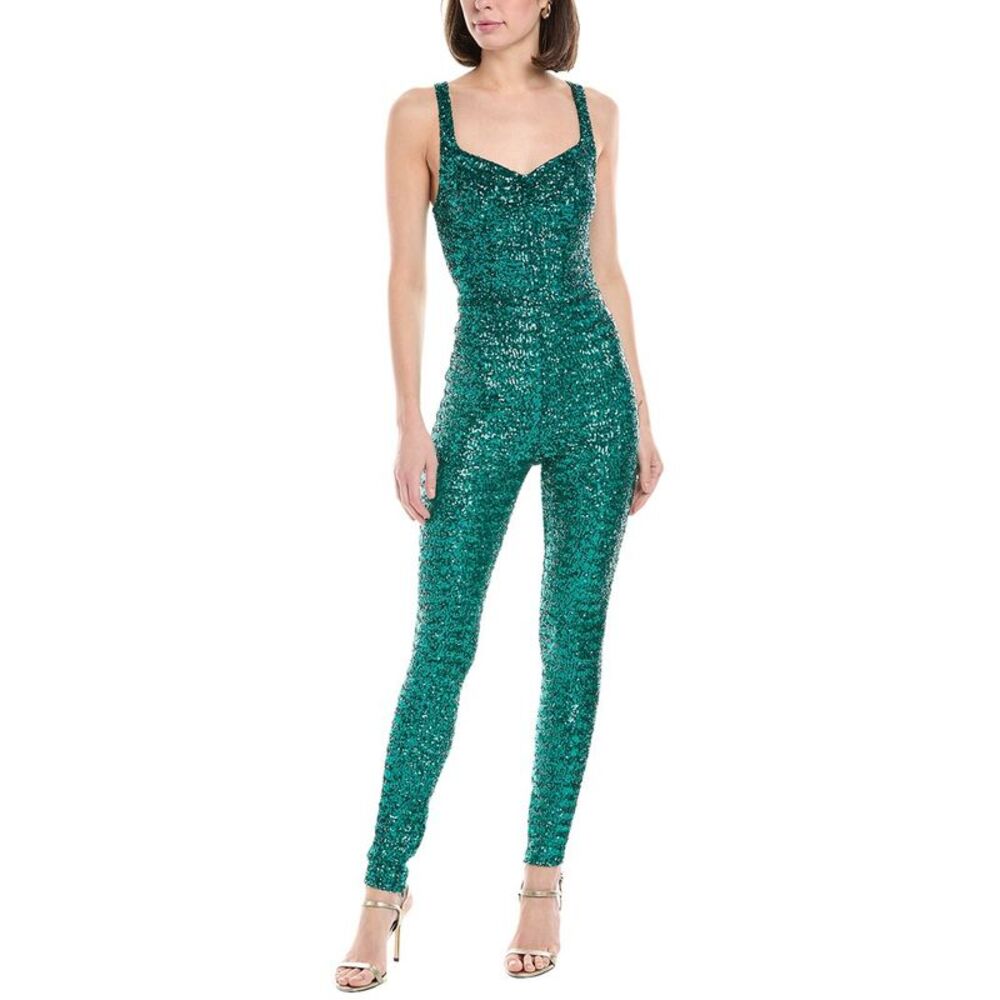 Elisabetta Franchi Womens Tuta Donna Sequin Jumpsuit, Green